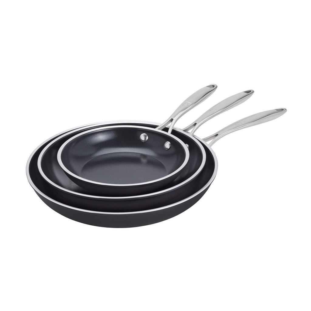 ZWILLING Forte Plus Fry Pan Set, 3 Piece, Aluminum, Ceramic Titanium
