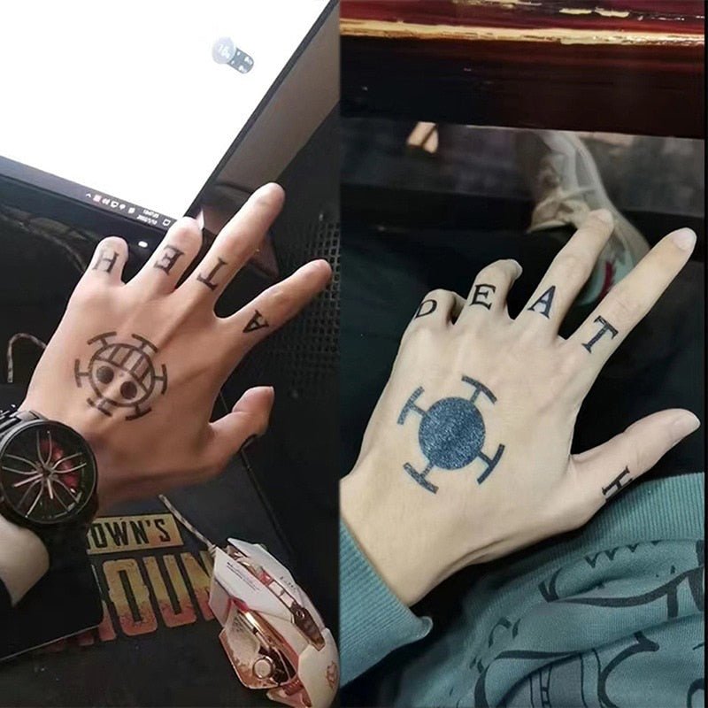 One Piece Trafalgar Law Finger Tattoo Cosplay Stickers